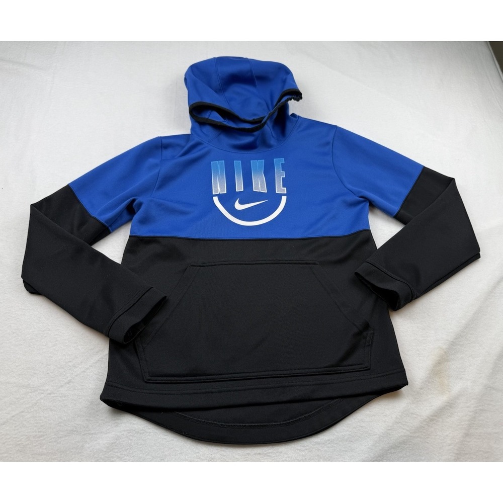 Nike Dri Fit Blue Color Block Hoodie Boys Size L